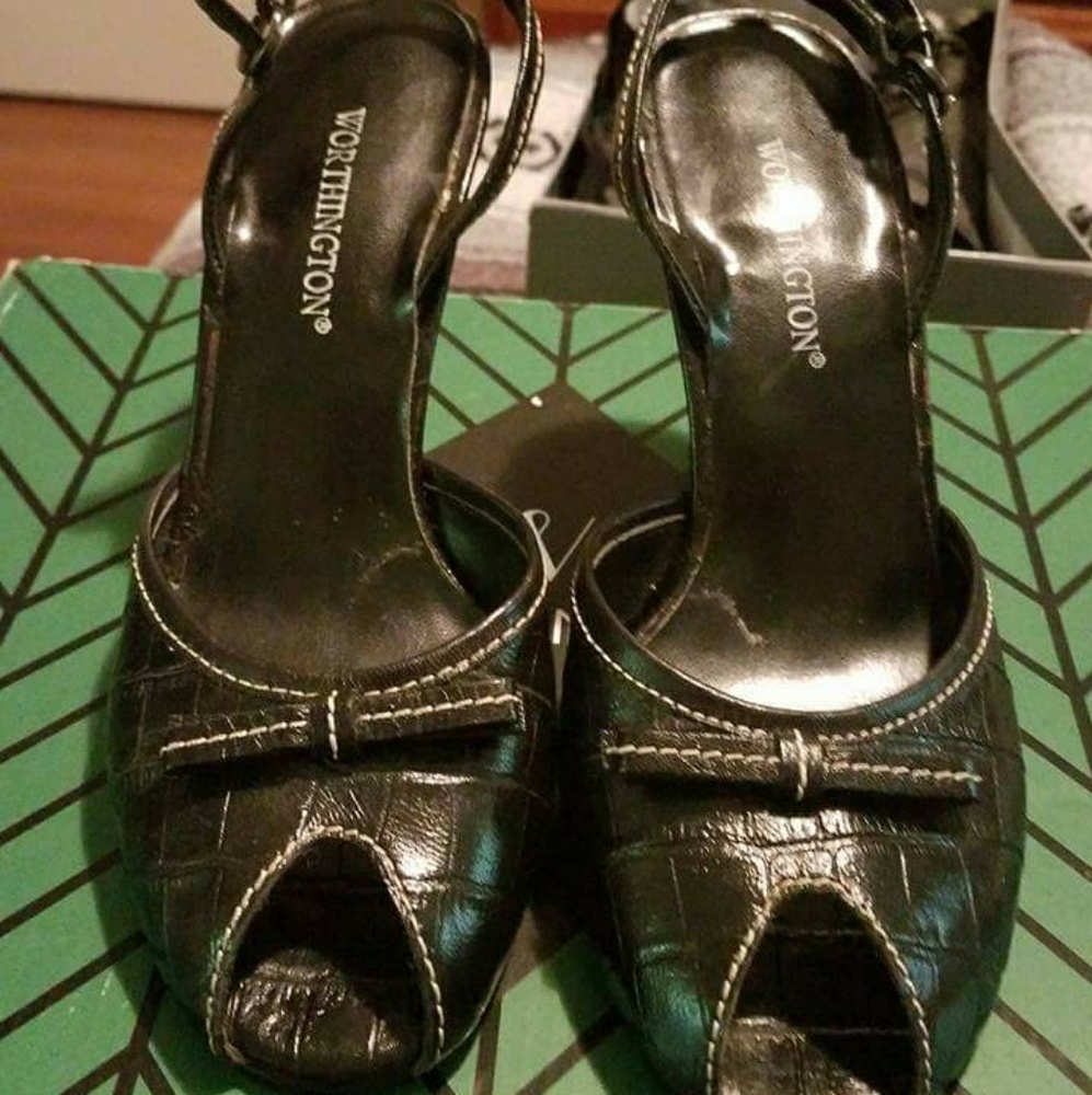 Black open toe heels